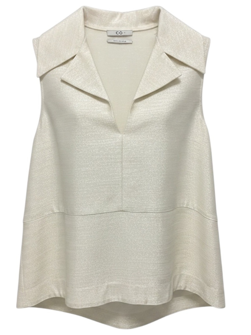 CO ECRU / SILVER METALLIC SLEEVELESS SHIMMER TOP